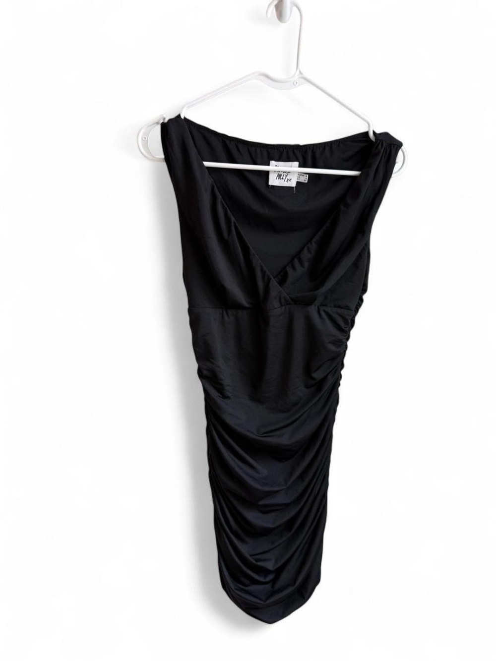Princess Polly Black Ruched V-Neck Bodycon Mini Dress